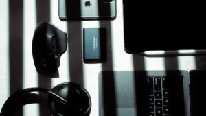 black samsung android smartphone on black and silver computer keyboard